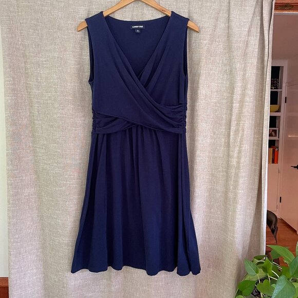 Lands End Fit & Flare Dress - Navy Blue - Picture 1 of 5